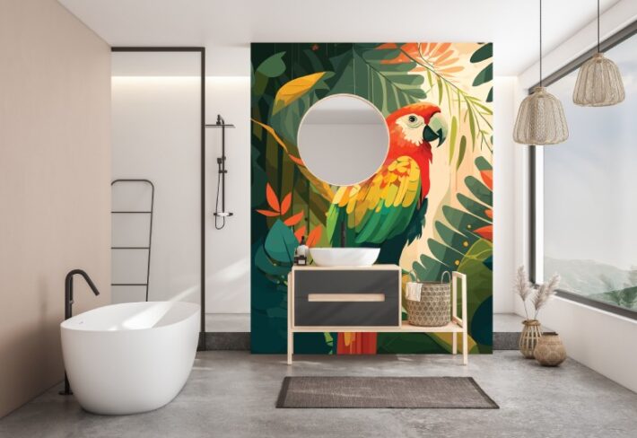 Paloma, Parrot in the Jungle Scenery Wallpaper Mural