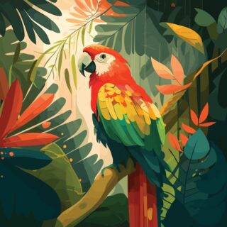 Paloma, Parrot in the Jungle Scenery Wallpaper Mural