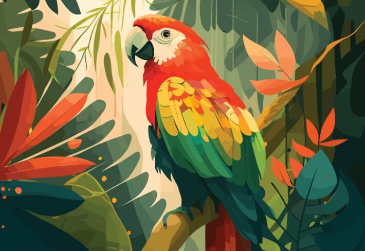 Paloma, Parrot in the Jungle Scenery Wallpaper Mural