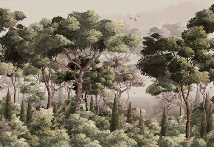 Sylvestra, Morning Mist Forest Wallpaper Mural
