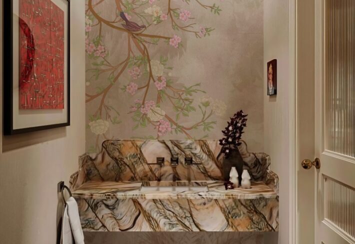 Vivienne, Chinoiserie Falling Branch and Flowers Wallpaper Mural