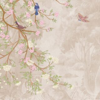 Vivienne, Chinoiserie Falling Branch and Flowers Wallpaper Mural