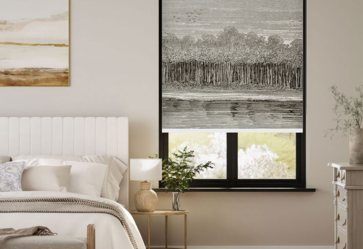 Vintage Riverside Engraving Outside Roller Blind