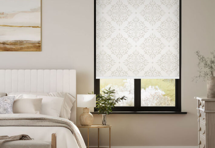 Classic Ivory Scroll Outside Roller Blind