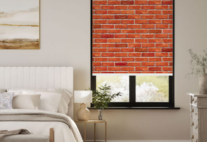 Loft Style Brick Window Outside Roller Blind