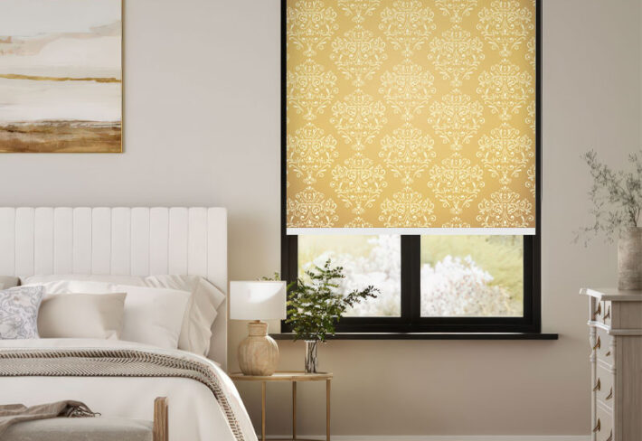 Regal Gold Patterned Window Outside Roller Blind