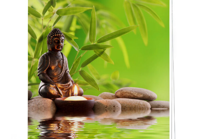 Meditative Aura Bamboo Roller Blind