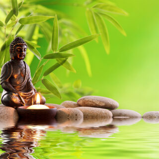 Meditative Aura Bamboo Roller Blind