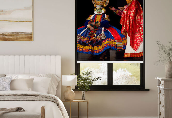 Dramatic Kathakali Figures Outside Roller Blind