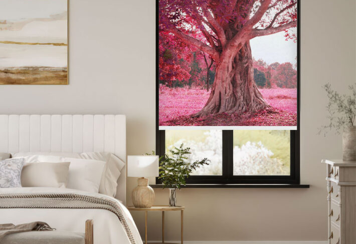 Fantasy Forest Pink Foliage Window Outside Roller Blind
