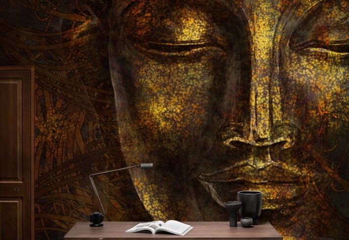 Dhyanam, Serene Abstract Art Buddha Wallpaper Mural