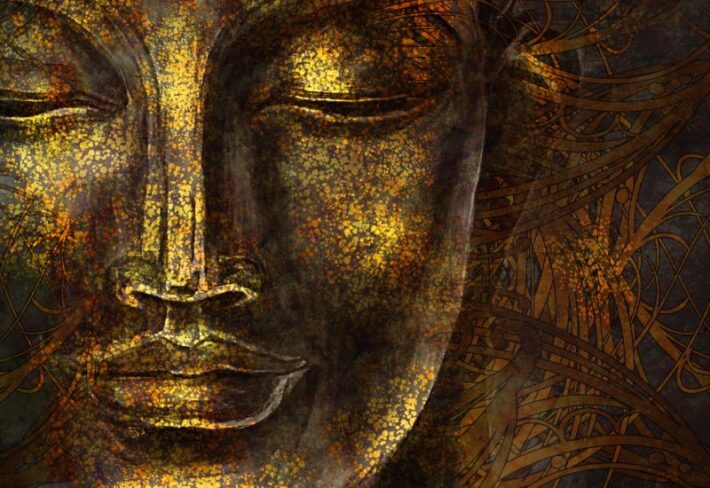 Dhyanam, Serene Abstract Art Buddha Wallpaper Mural