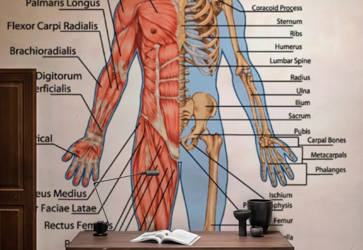 Human Muscles and Bones Educational Wallpaper