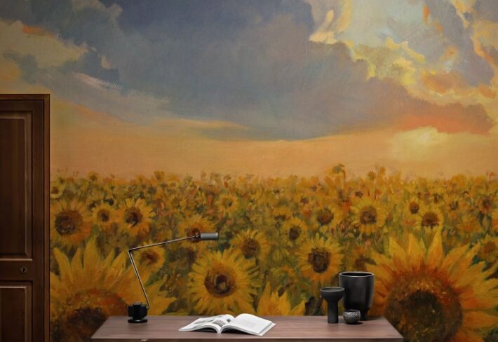 Suryam, Serene Sunflower Field Wallpaper Mural