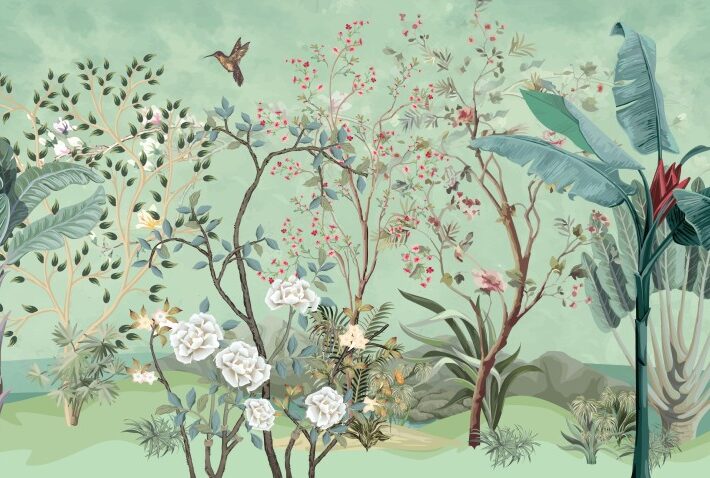 Hummira, Hummingbird Garden Wallpaper Mural