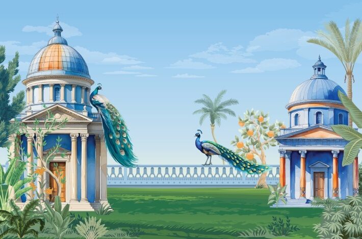 Mayurika, Regal Garden Peacock Wallpaper Mural