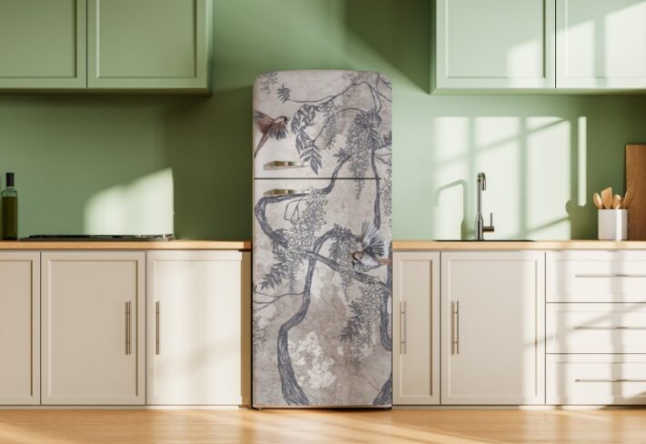 Feathra, Monochrome Vine Songbird Mural