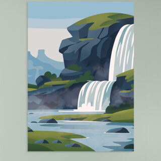 Mistbloom, Soft Waterfall Meadow Canvas Wall Art