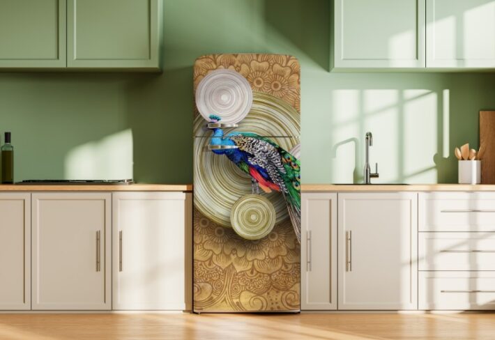 Indivana, Heritage Peacock on Mandala Stone Mural