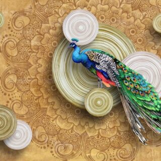 Indivana, Heritage Peacock on Mandala Stone Mural