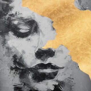 Lumi, Shimmering Abstract Gold Face Mural