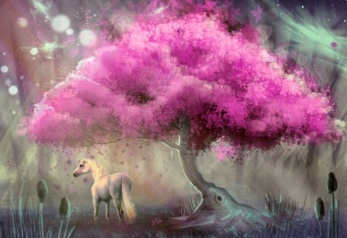 Aurahoof, Magical Mare Under Moonlit Bloom Wallpaper Mural