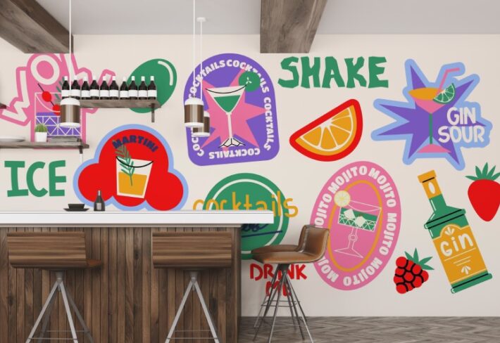 Chinchin, Happy Hour in Vibrant Patches Mural