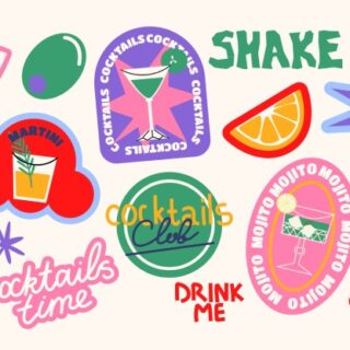 Chinchin, Happy Hour in Vibrant Patches Mural