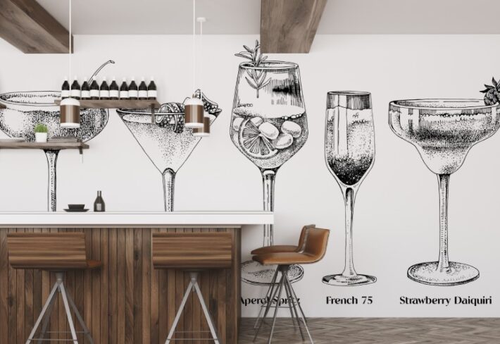 Shake, Artful Cocktails in Classic Lines Mural