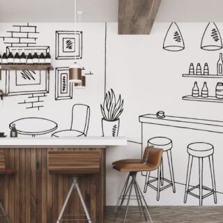 Sketchbar, Black & White Café Vibes Mural