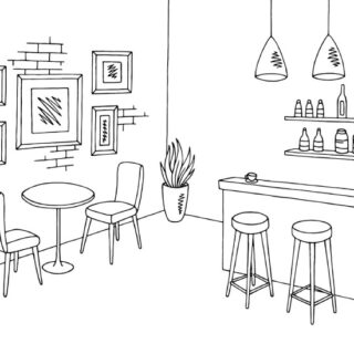 Sketchbar, Black & White Café Vibes Mural