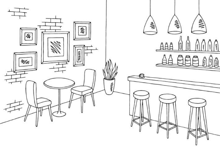 Sketchbar, Black & White Café Vibes Mural