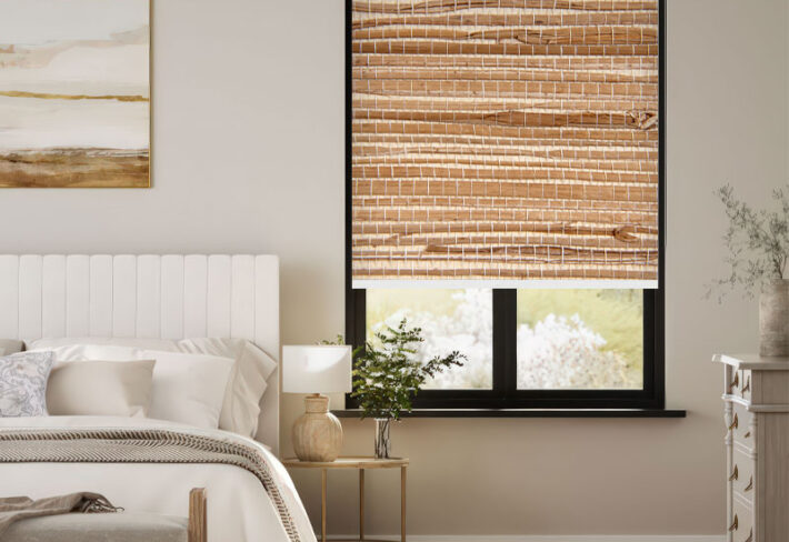 Textured Straw Effect Outside Roller Blind
