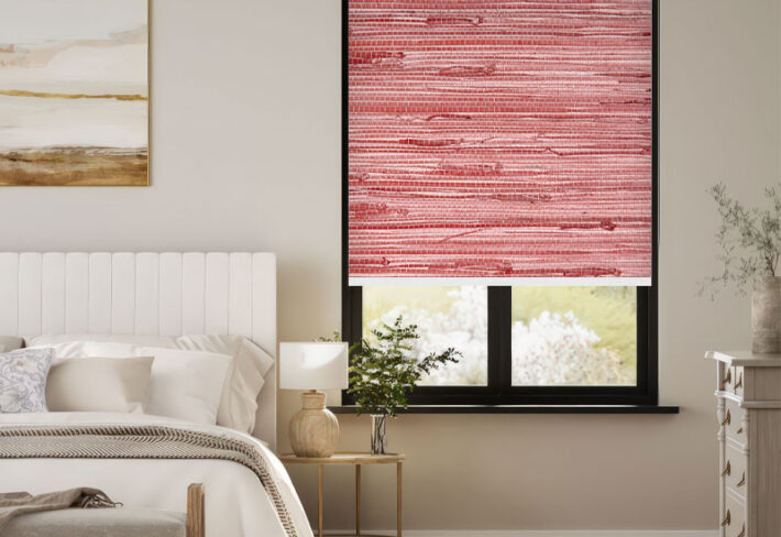 Rustic Red Grass Weave Outside Roller Blind