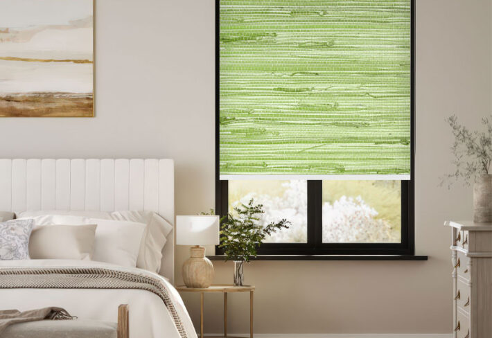 Boho Chic Green Woven Outside Roller Blind