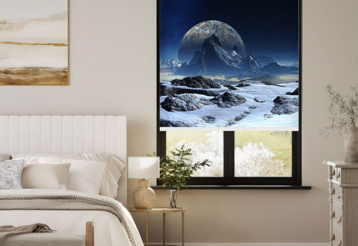 Futuristic Planet View Window Outside Roller Blind