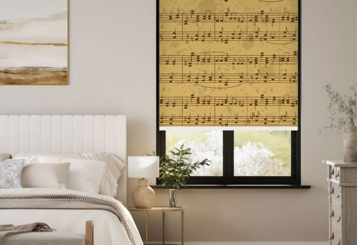 Vintage Parchment Sheet Music Outside Roller Blind
