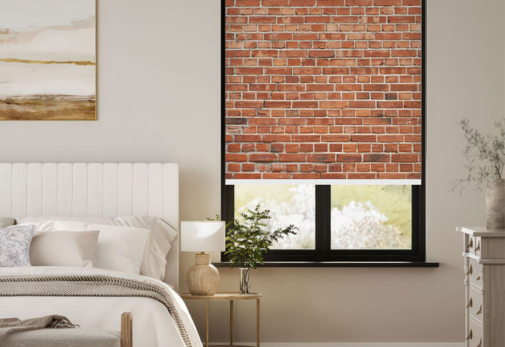 Classic Red Brick Print Window Outside Roller Blind