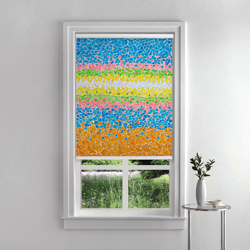 Broken Tile Art Multi-Color Pattern Inside Roller Blind