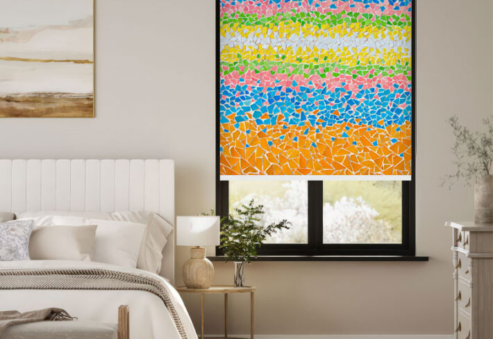 Broken Tile Art Multi-Color Pattern Outside Roller Blind