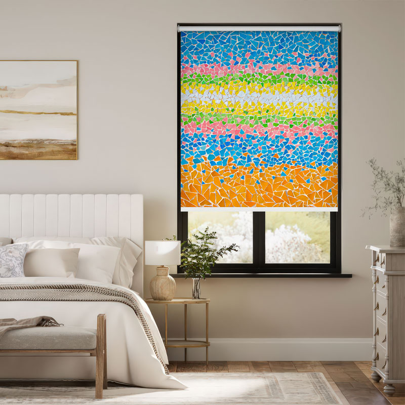 Broken Tile Art Multi-Color Pattern Outside Roller Blind