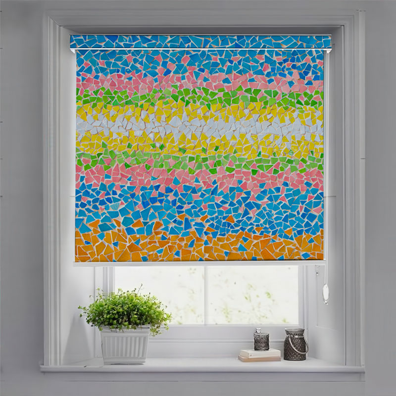 Broken Tile Art Multi-Color Pattern Pelmet Roller Blind
