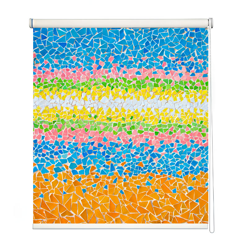 Broken Tile Art Multi-Color Pattern Roller Blind