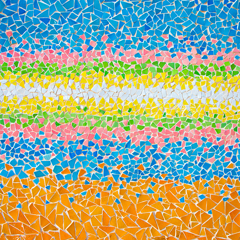 Broken Tile Art Multi-Color Pattern Roller Blind