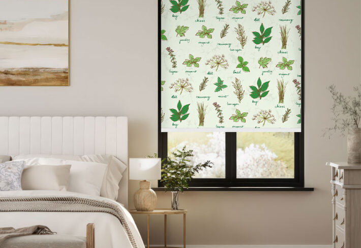 Rustic Kitchen Herbs Design Outside Roller Blind