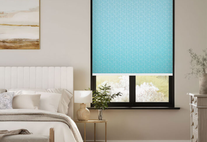 Ocean Serenity Light Blue Dotted Outside Roller Blind