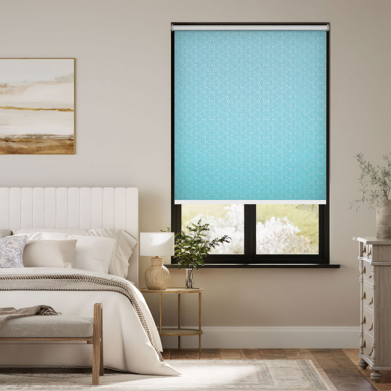 Ocean Serenity Light Blue Dotted Outside Roller Blind