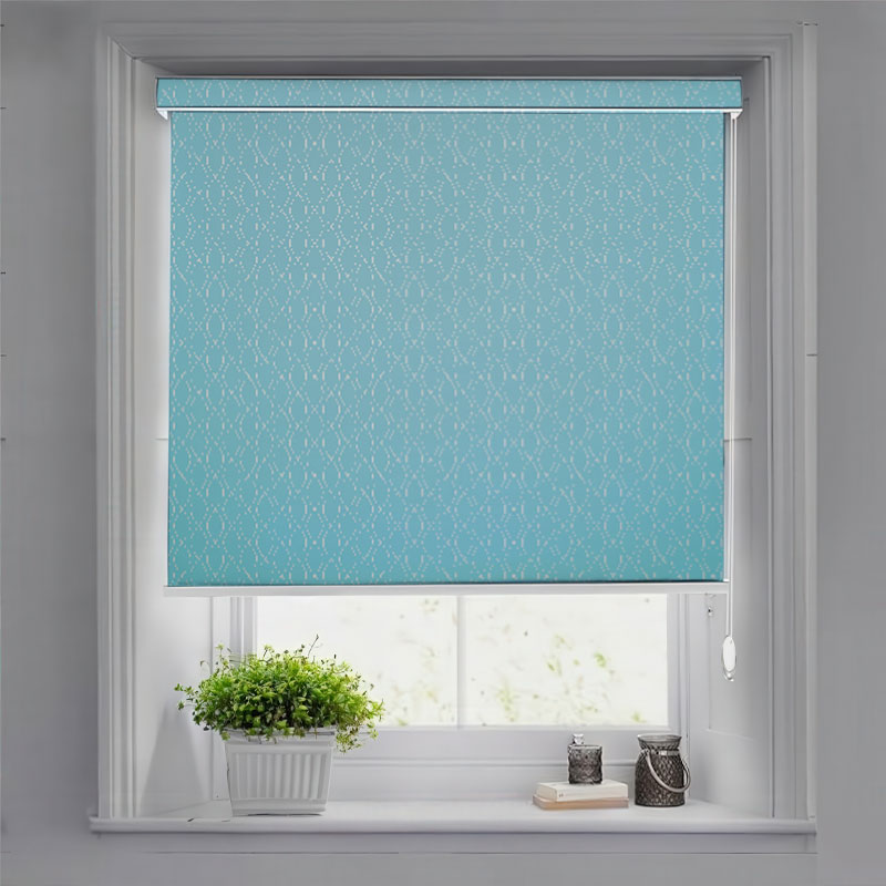 Ocean Serenity Light Blue Dotted Pelmet Roller Blind