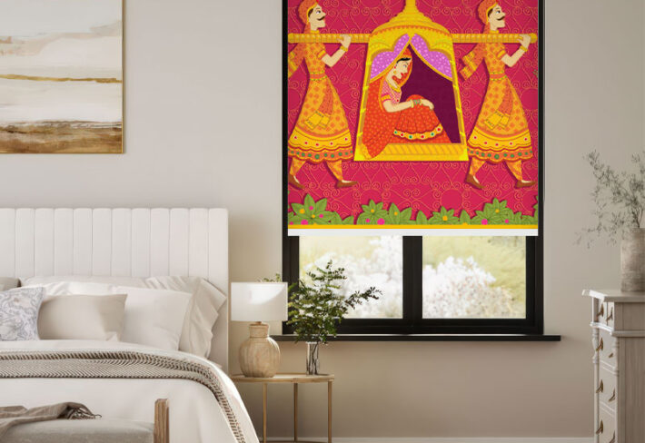 Folk Art Indian Wedding Decor Outside Roller Blind