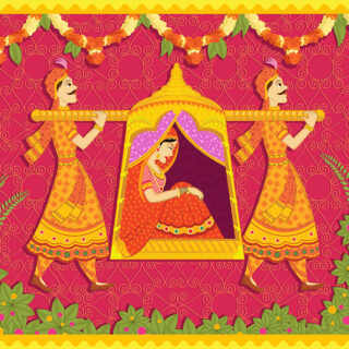 Folk Art Indian Wedding Decor Roller Blind